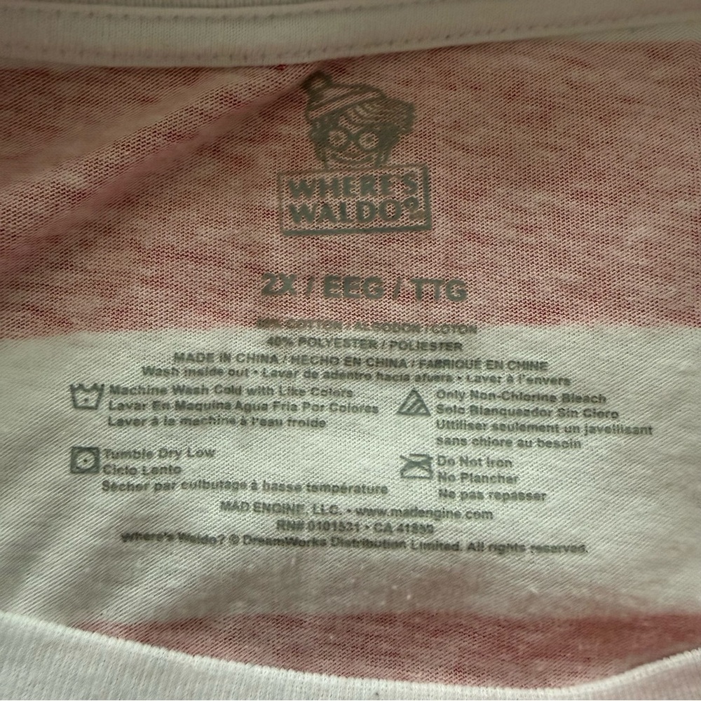 MAD Engine Where’s Waldo Striped Tee with Binoculars and Glasses Graphic - Picture 3 of 3